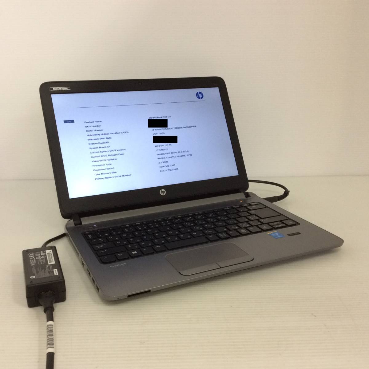 [ ジャンク ] HP ProBook 430 G2 Intel Core i5-5200U 2.20GHz メモリ 4GB ストレージ 320GB OSなし　X365