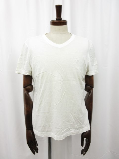 【ルイヴィトン LOUIS VUITTON】 Vネック 刺繍デザイン 半袖Tシャツ (メンズ) sizeS ホワイト RM171Q JC8 HAY51W イタリア製 ●29MT4806●
