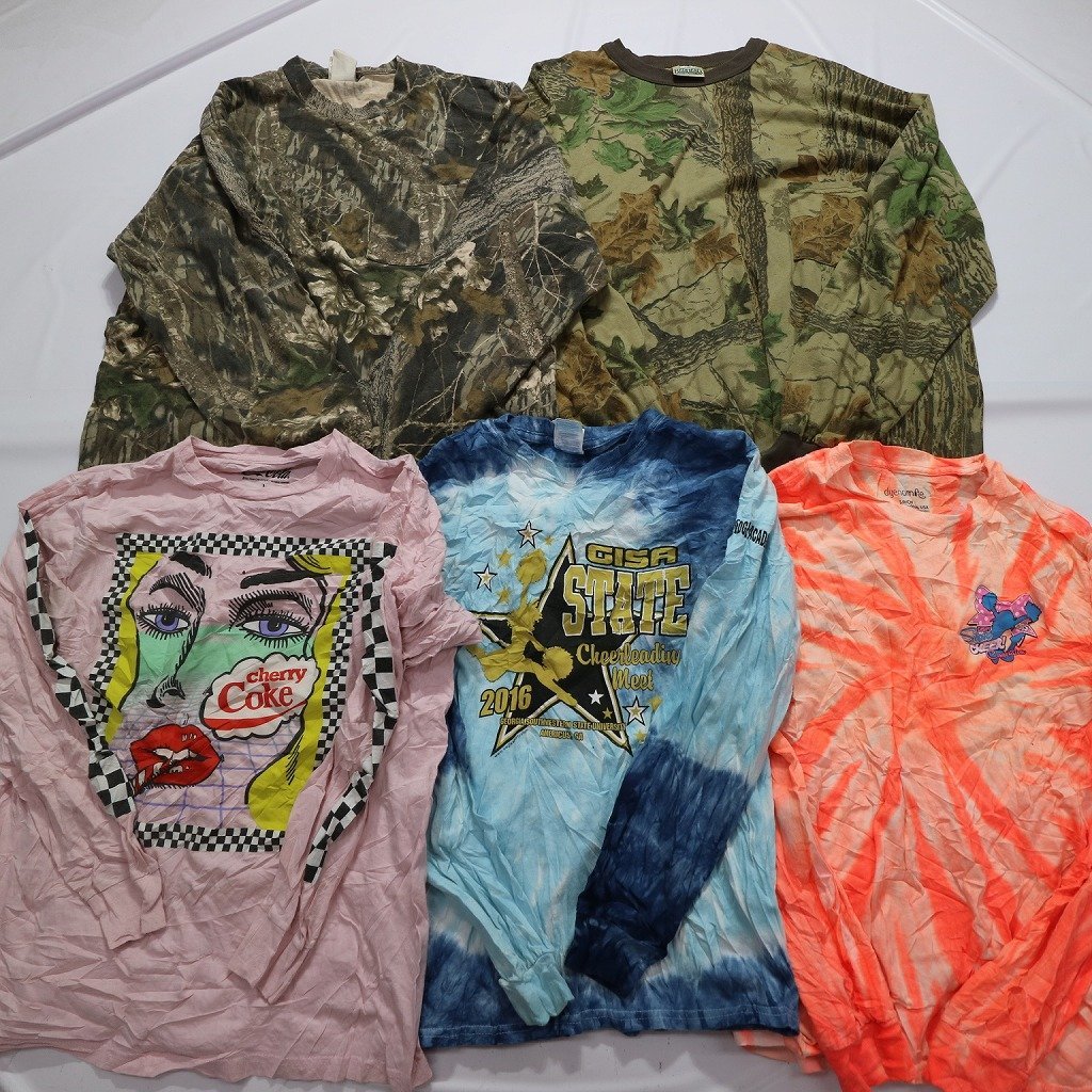 ☆ 訳あり 40枚 カラー長袖Tシャツ セット 迷彩 タイダイ タートル