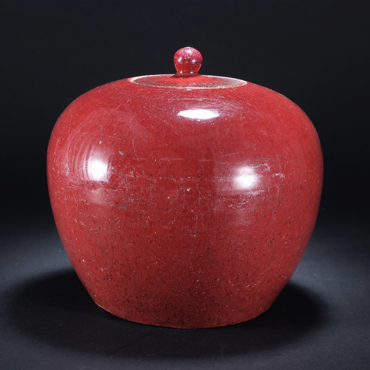 清時代 紅釉罐 釉下彩 釉裏紅 辰砂 飾り壺 陶磁器 時代物 中国美術 古  