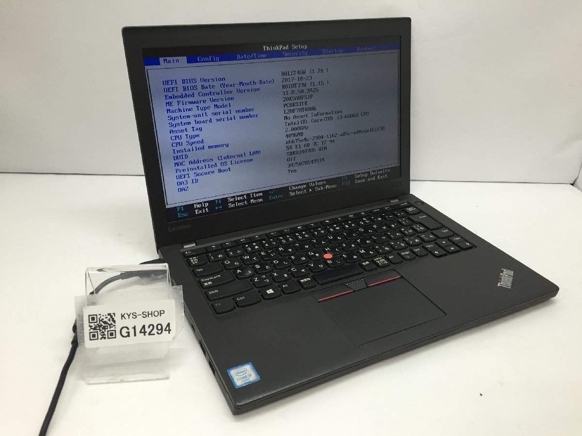 新作，人気セール ジャンク/ LENOVO 20K5A0FSJP ThinkPad X270 W10DG