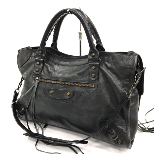 バレンシアガ レザー 2WAY シティ フリンジ エディターズバッグ ブラック 115748 ショルダー 保存袋あり QR103-71