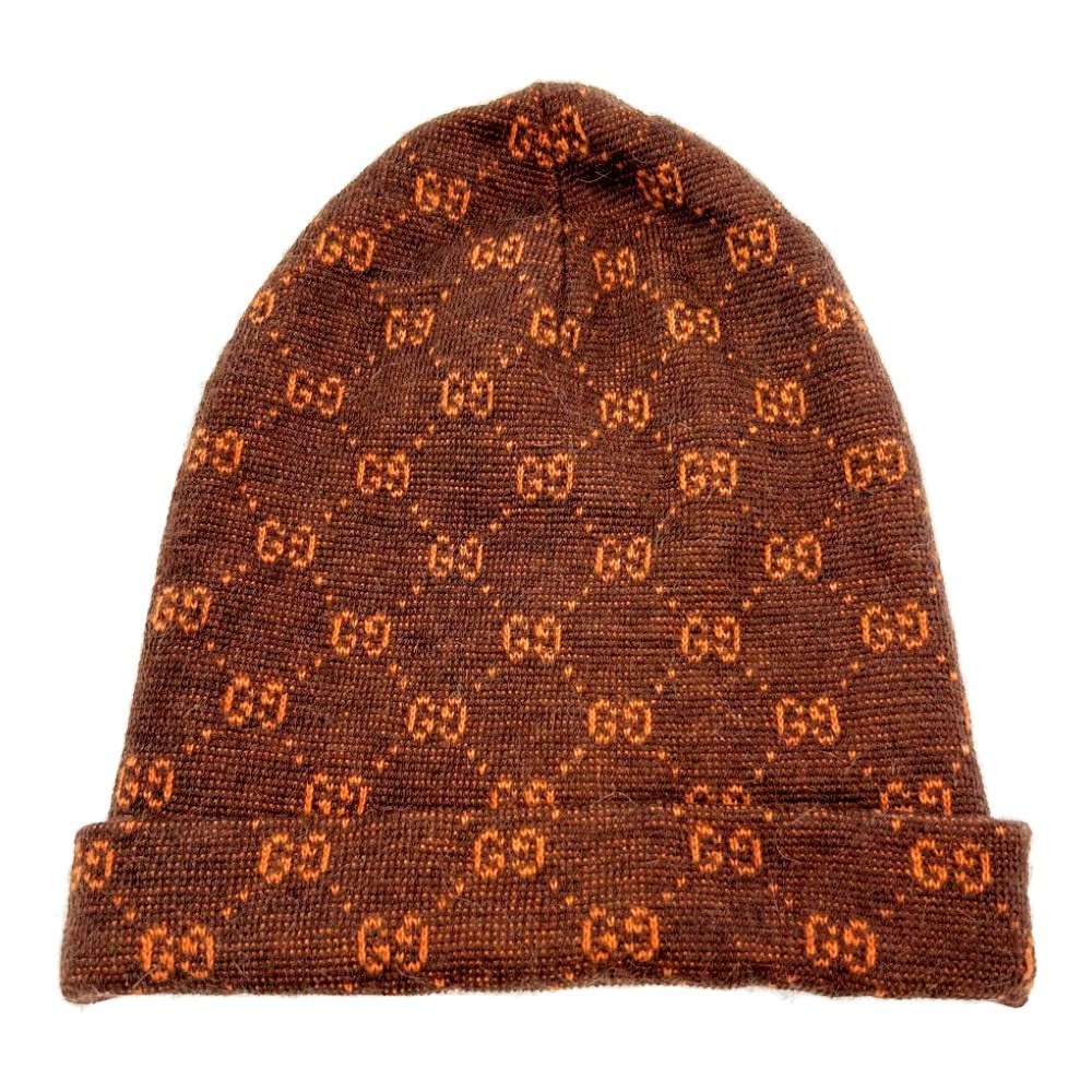 箱付き】 GUCCI グッチ アルパカ GG ニットキャップ 男女兼用 ブラウン