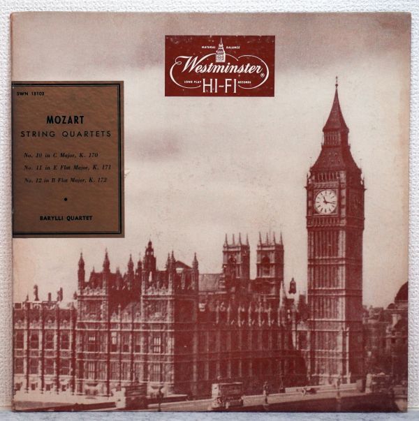 モーツァルト 弦楽四重奏曲 No.10 /11 /12 バリリ 米WESTMINSTER 紺