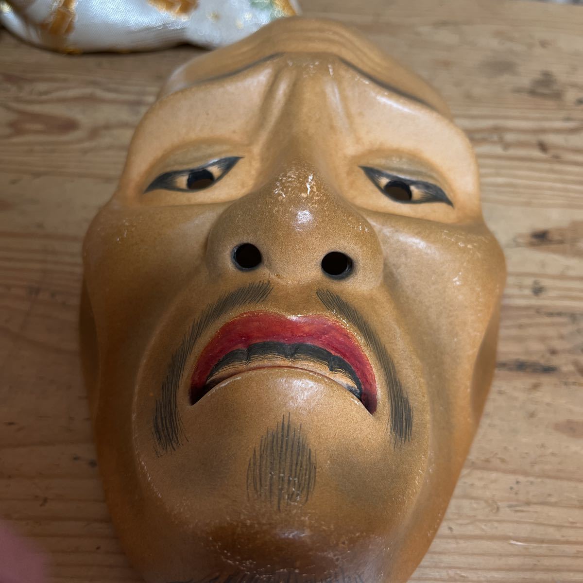 木彫 能面 「俊寛」 能面師 面袋 男面 木製 検） 狂言面 舞楽 能楽