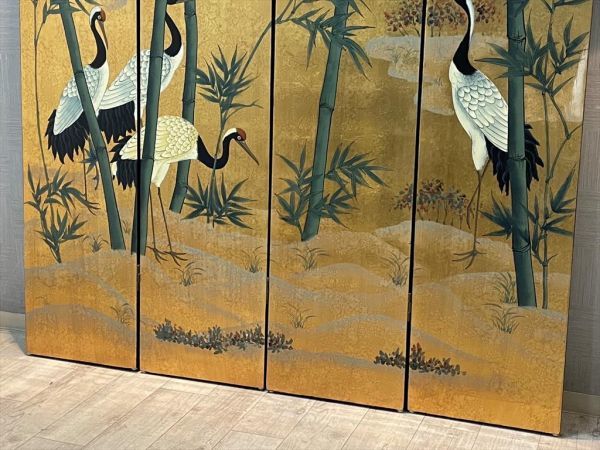 金色の鶴の折りたたみ屏風 【公式通販】