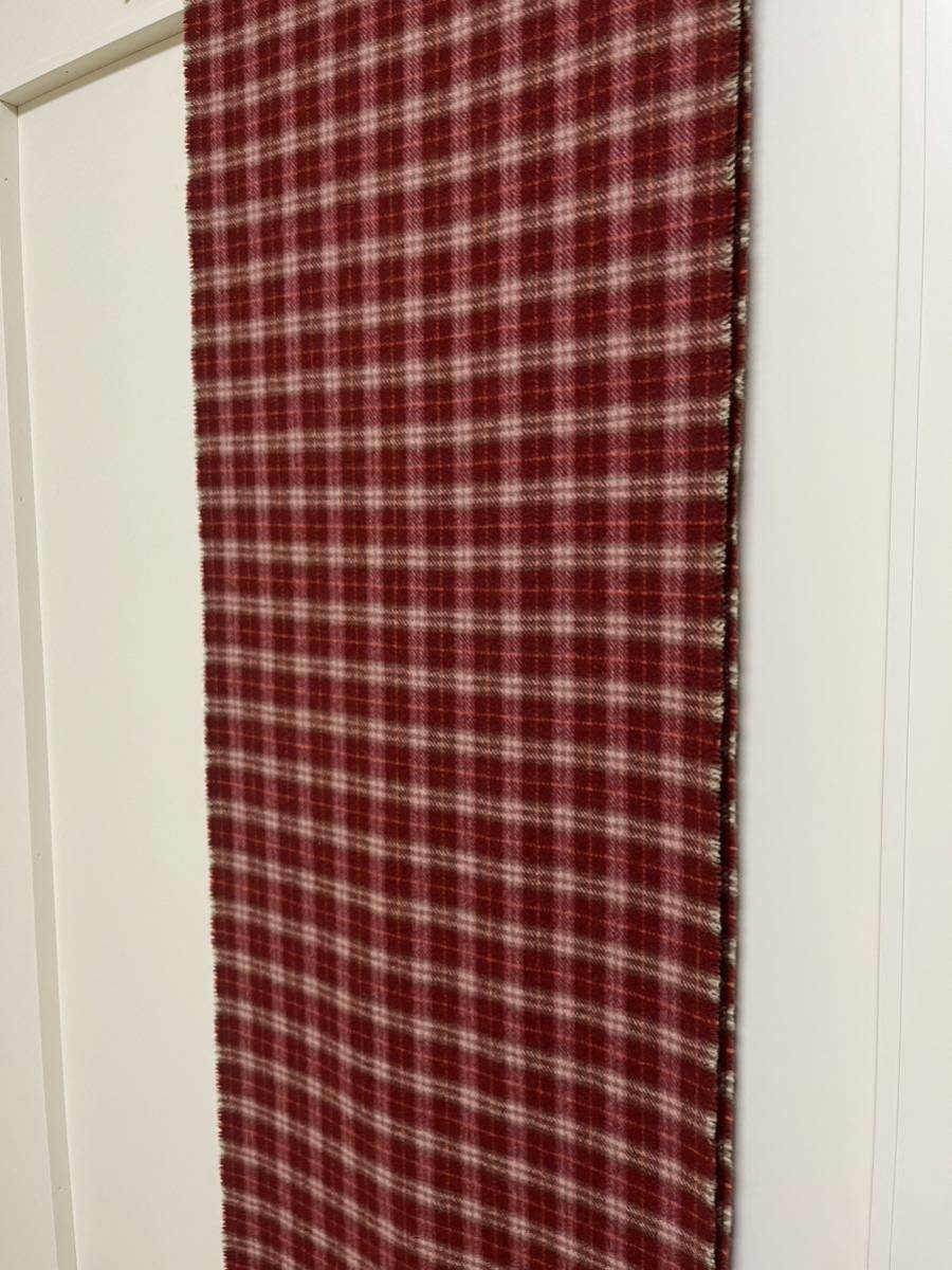 BURBERRY バーバリー マフラー カシミア100％ くすんだ濃い赤系 美品