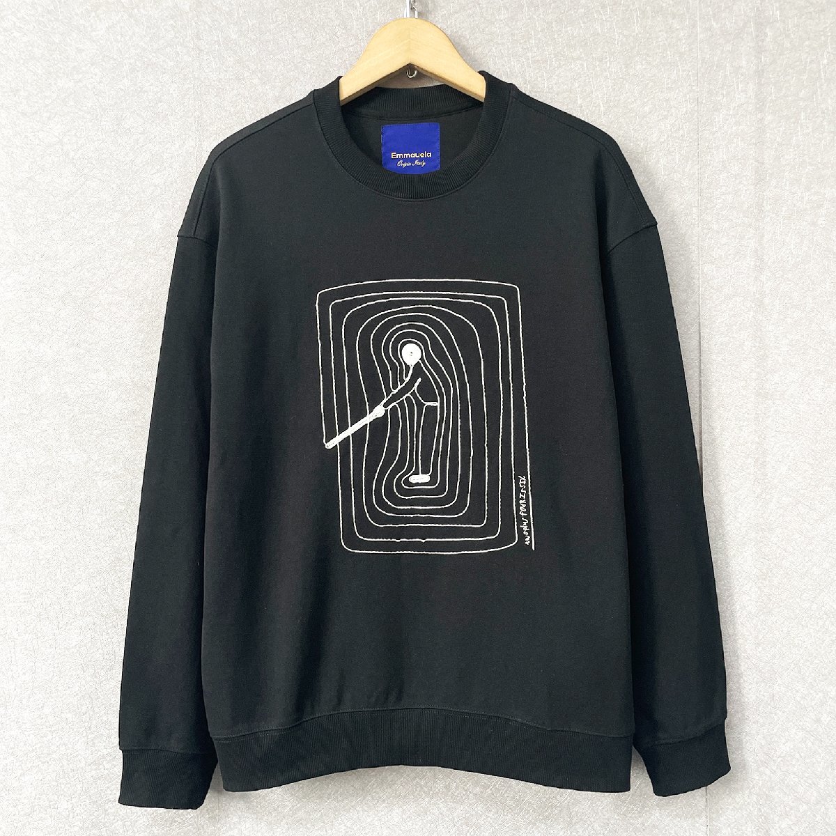 高級・トレーナー 定価3万◆Emmauela・イタリア・ミラノ発◆コットン100％ 上品 吸湿 イラスト 英字 個性 スウェット 日常着 XL/50サイズ