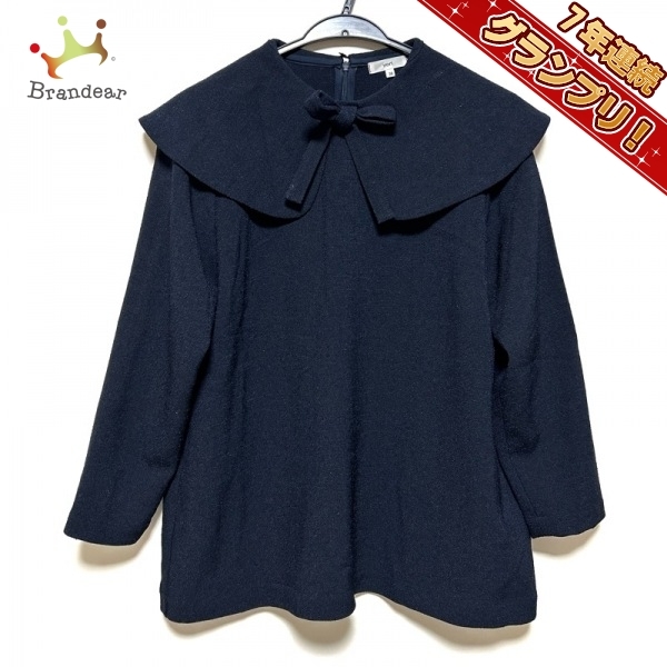 ヨリ yori 七分袖カットソー サイズ38 M - ダークネイビー レディース リボン トップス