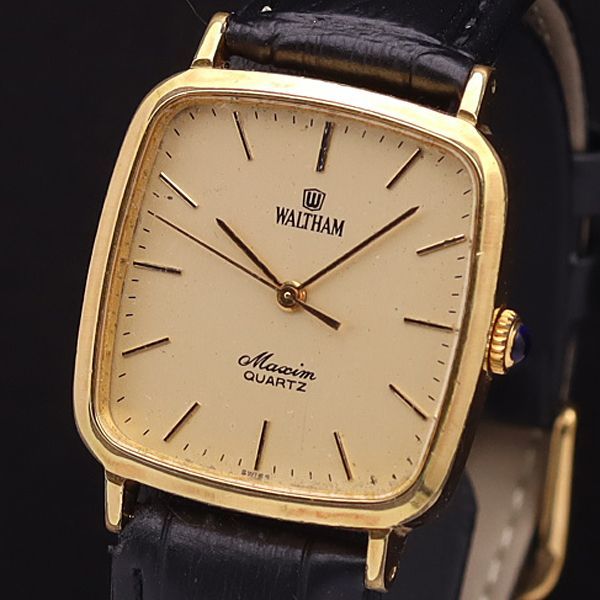 1円 ウォルサム QZ 2101160 マキシム スクエア ゴールド文字盤 メンズ