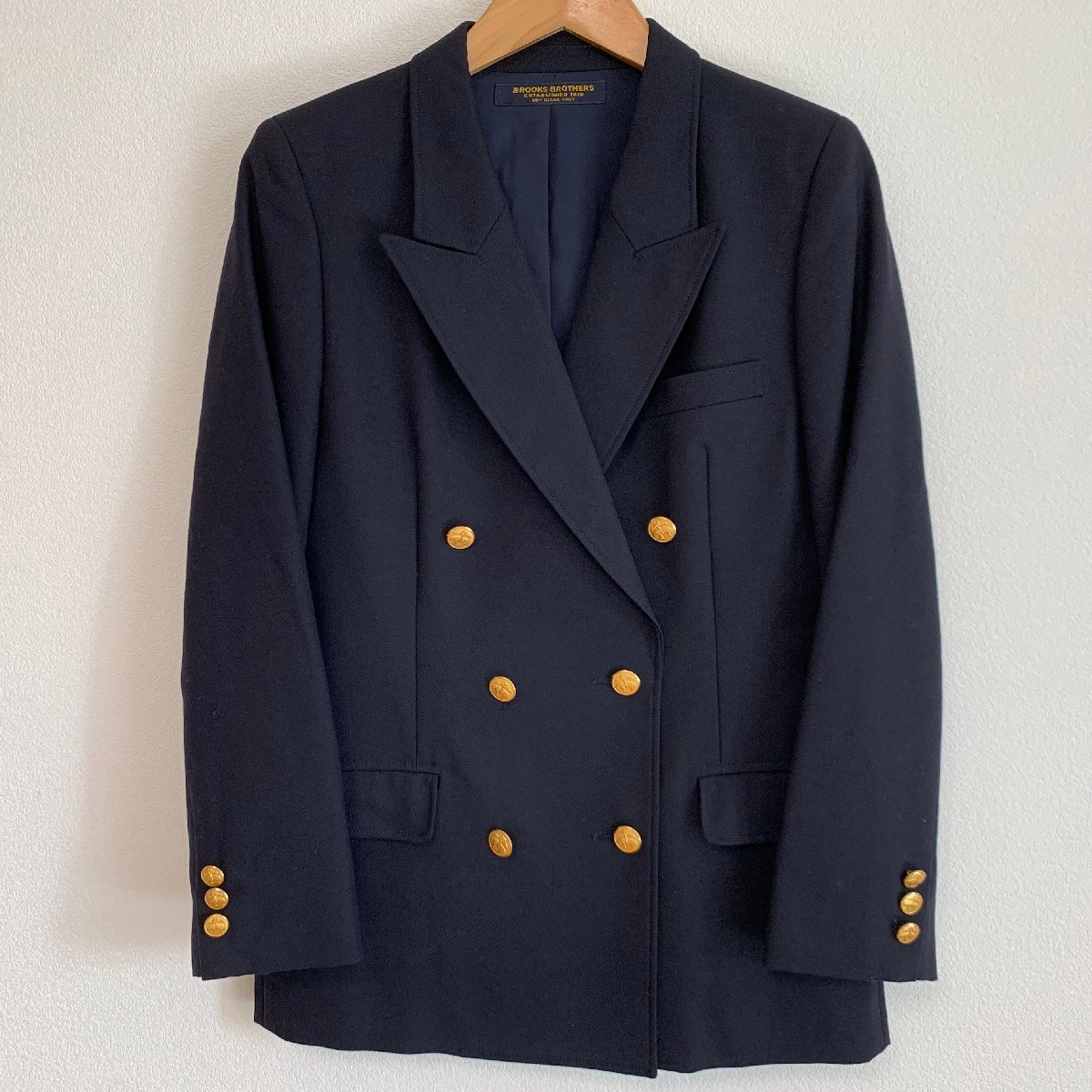 BROOKS BROTHERS ブルックスブラザーズ 金ボタン ダブル ジャケット 9AR 濃紺 レディース 美品