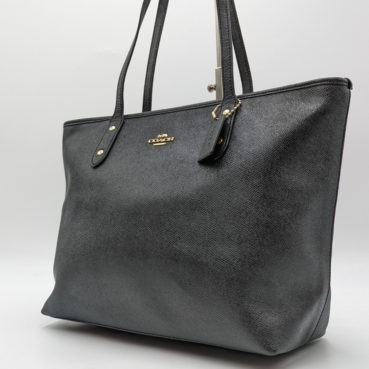 COACH 【新品同様】コーチ メンズ ブリーフケース ビジネスバッグ シティ トートバッグ レザー ブラック ユニセックス A4 収納可能 肩掛け