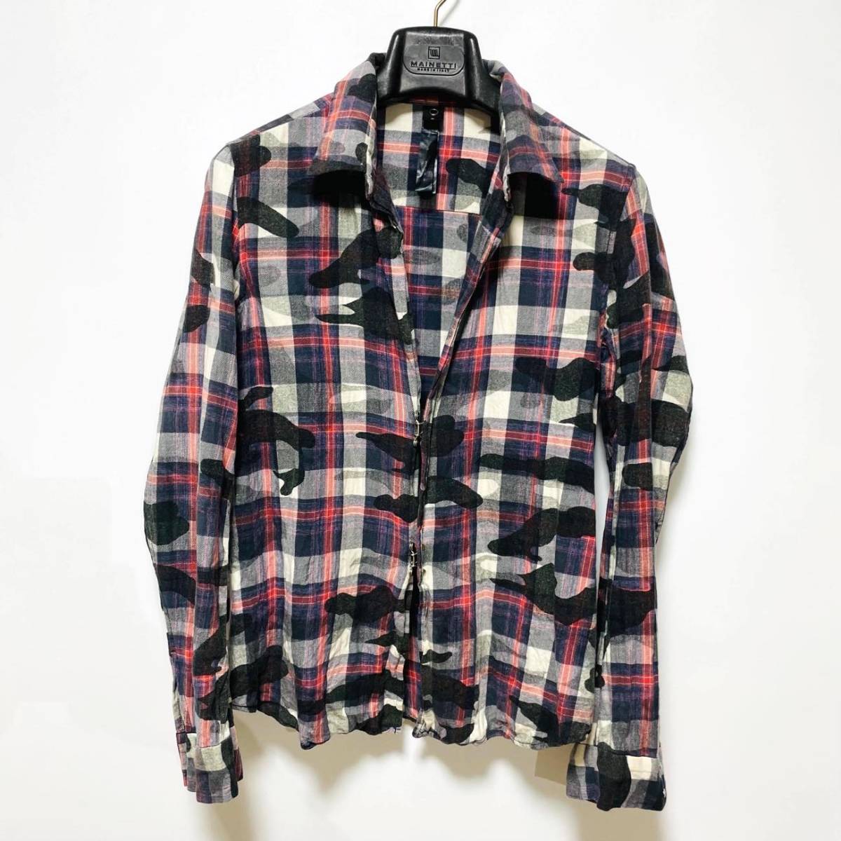 wjk ダブルジェイケイ カモフラチェック フックシャツ 定価33，000円 S 送料230円〜 4834-ch66g 2 hook camo-check shirts AKM 1piu1uguale3