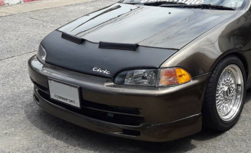 ホンダ　シビック　EG　ノーズブラ　 ボンネット　フード　ブラ　バグガード　エアロ 北米　USDM　シビック　刺繍ロゴ　