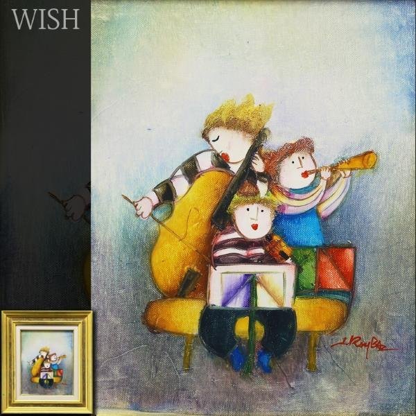 【真作】【WISH】ジェイ・ロイバル Jey Roybal「仲よし②」油彩 3号 ◆音楽隊 　　〇欧米各国人気画家 コレクター多数 #23102247