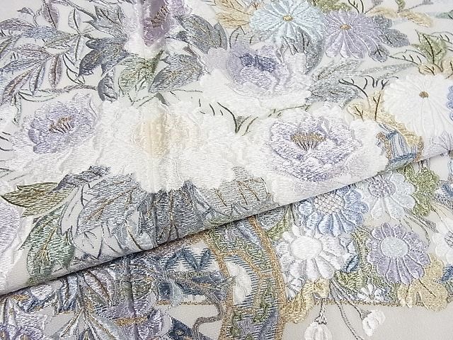 金彩 訪問着 汕頭刺繍 スワトウ刺繍 暈し染め 中国三大刺繍 着丈155cm