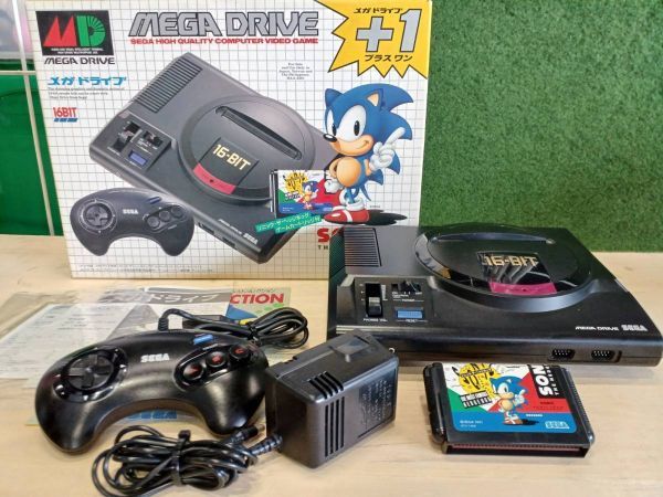 11121-09★セガ/SEGA メガドライブ 本体 MEGA DRIVE+1 HAA-2510 ソニック・ザ・ヘッジホッグ ゲームカートリッジ付き★