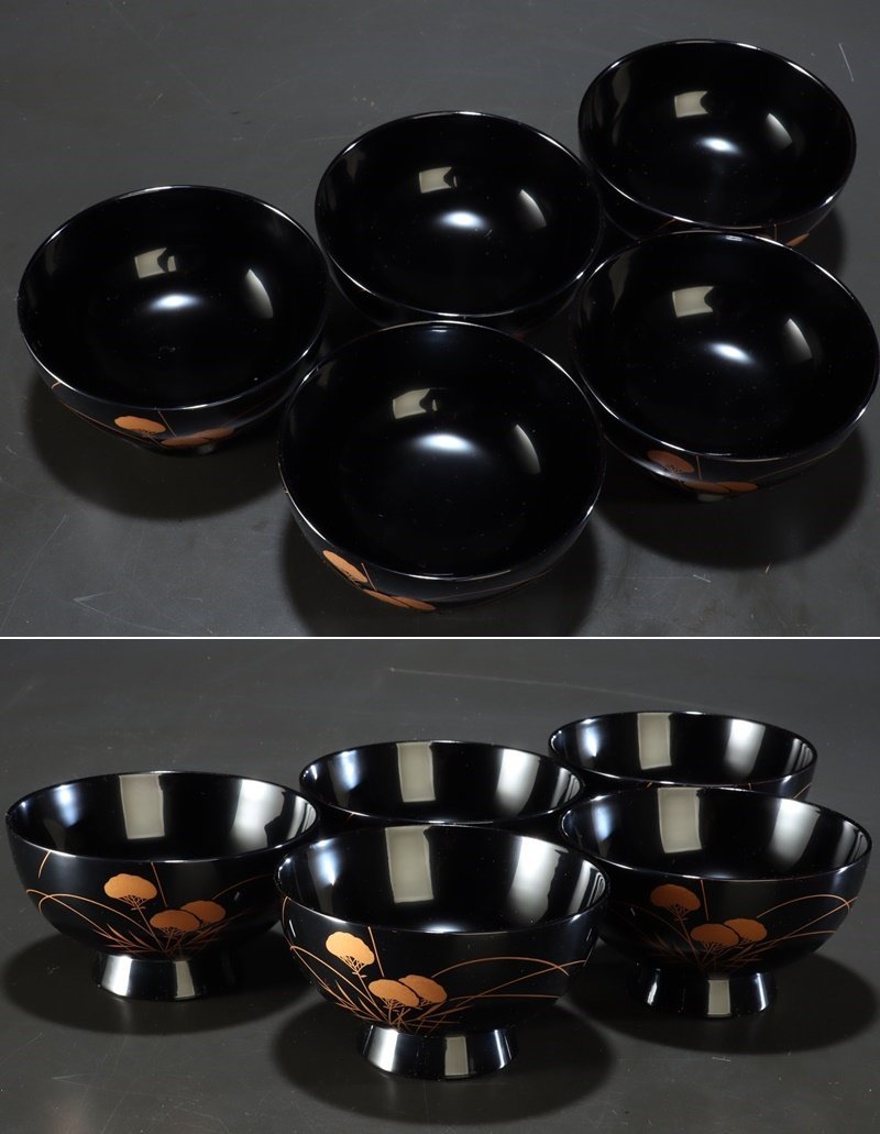 ⑦吸物椀/木製漆器/5客揃/お椀/茶道煎茶/ 【公式通販】