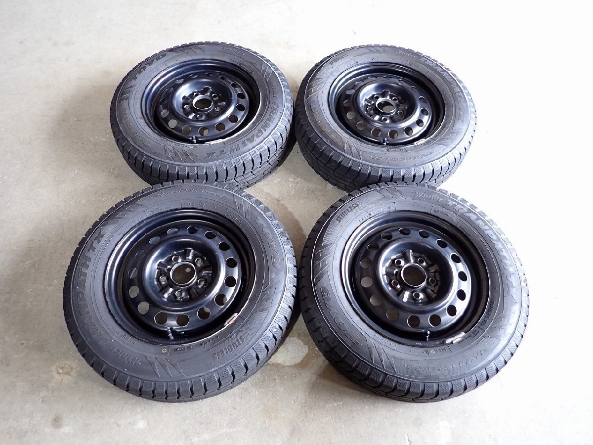 パジェロミニ 175&frasl;80R15 中古 114.3&frasl;5H ET42■ (スタッドレス) 中古　三菱パジェロミニ　スタッドレスホイールセット　175/80R15 ブリヂストン　DM-V3 19年製　純正アルミホイール　ラリーアート　　　