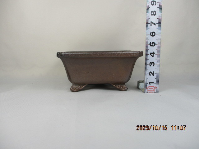 久三造：登り窯焼成：隅入長方鉢：雲足