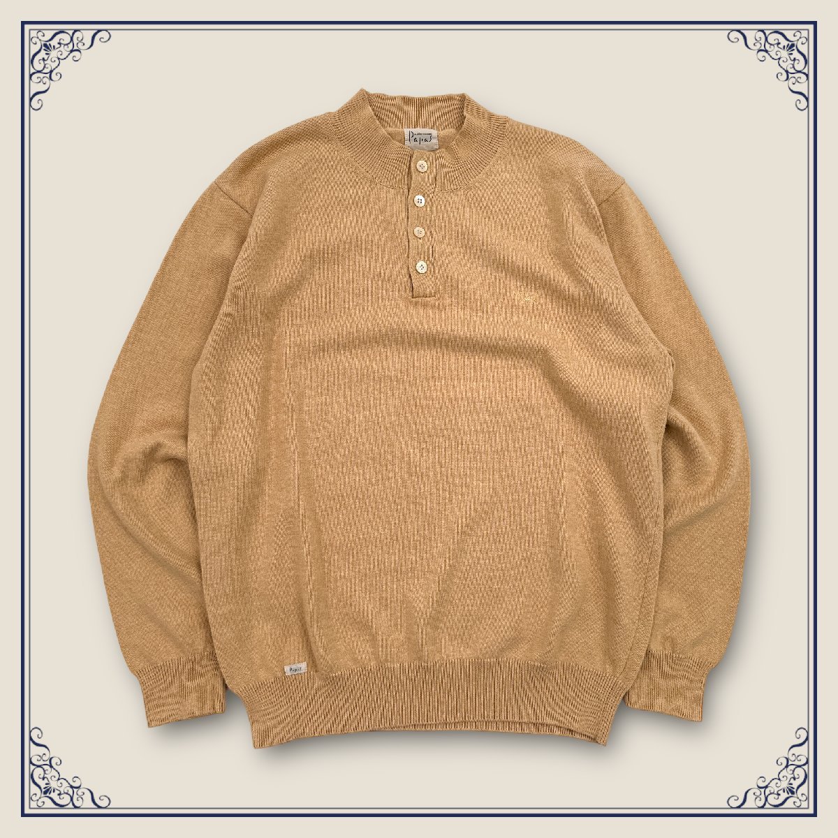 【爆買い，人気SALE】 Papas パパス ヘンリーネック 長袖 コットン ニット セーター シャツ Mサイズ/ベージュ系 薄茶系/メンズ 日本製 紳士(パパス)｜売買されたオークション情報、yahooの商品情報をアーカイブ公開 - パパス