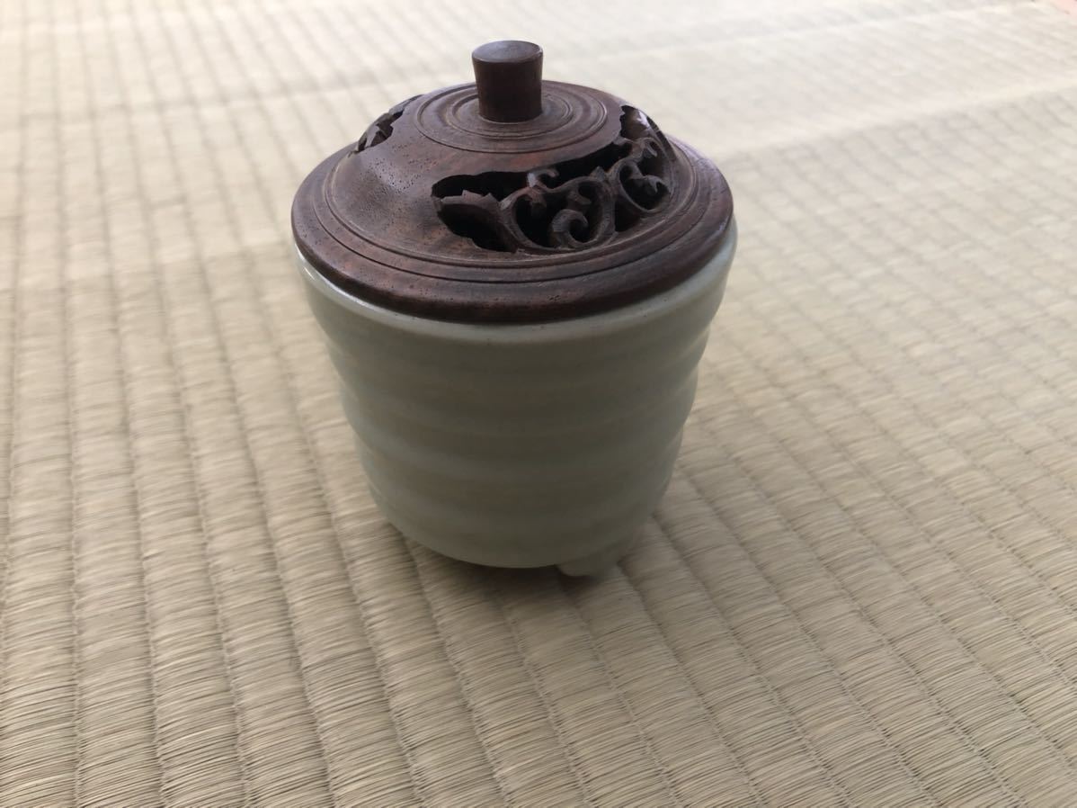 唐物 香炉 青磁 唐木 中国古玩 香道具 - 茶道具 セールスショップ