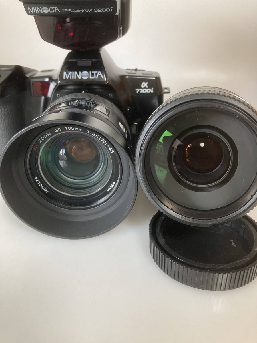 キレイな完動品、高性能MINOLTAα7700i、レンズ2本、専用ストロボ