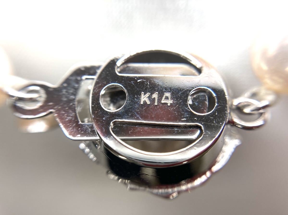 K14 本真珠 ピンク パール ロング ネックレス 14金 本真珠 オーバル ピンク パール ロング 2連 ネックレス シルバー金具 3