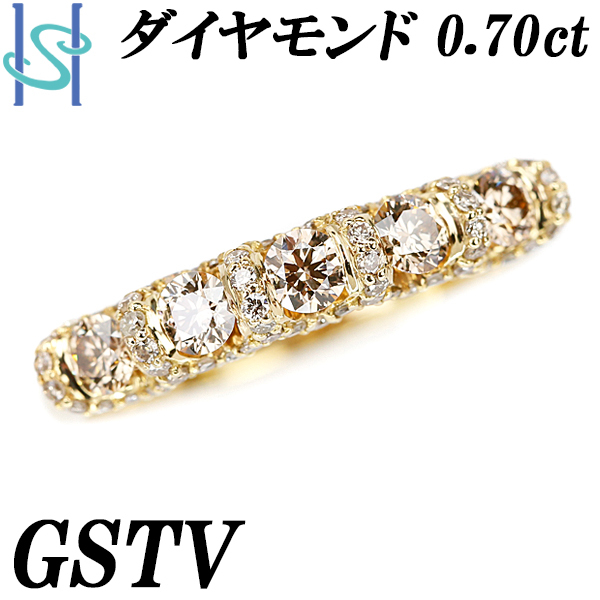 GSTV ブラウンダイヤモンド リング 0.70ct K18YG 一文字 ブランド 送料 