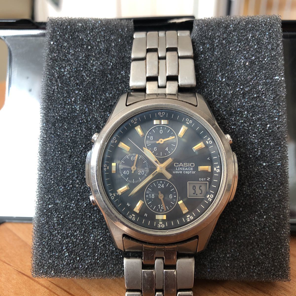 訳あり中古品 CASIO クロノグラフ チタン合金軽量 LINEAGE クロノ 