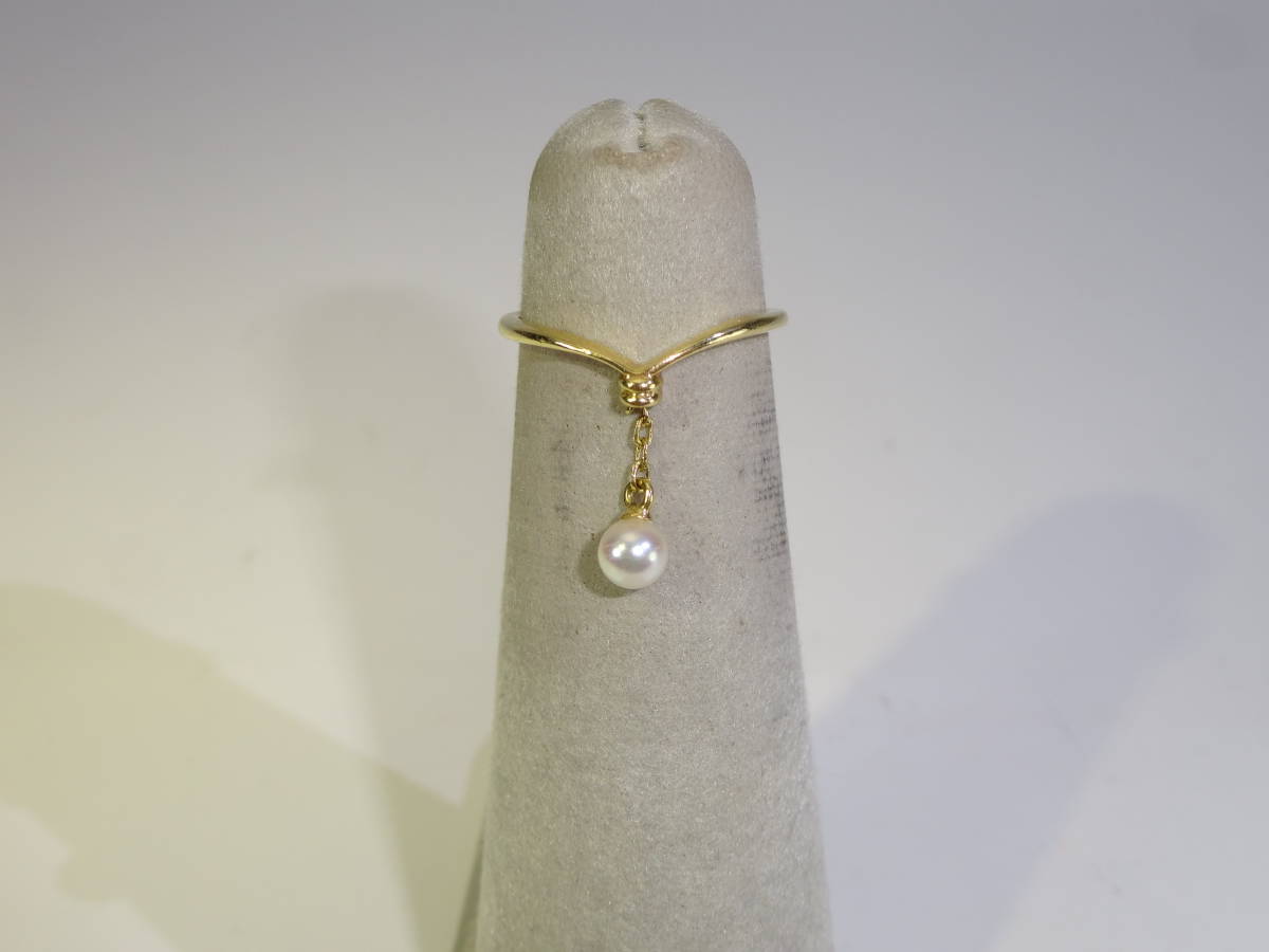 ☆ MIKIMOTO ミキモト K18 パール 約4号位 約1.0g位 中古 リング ☆②S