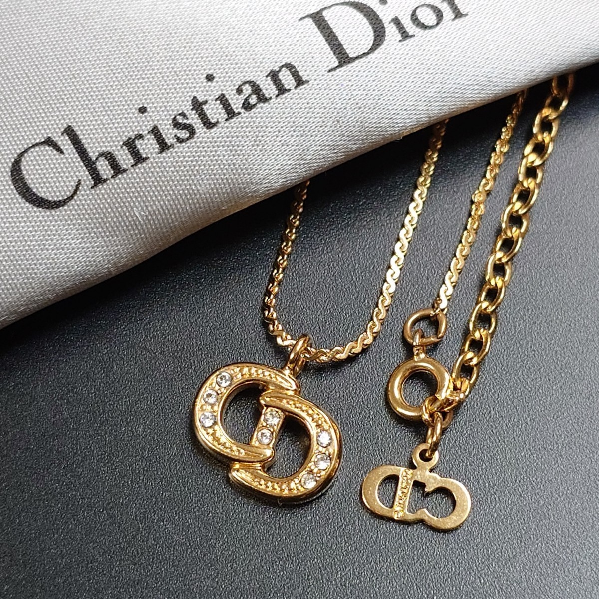極美品】 Dior ディオール ネックレス CD ロゴ ラインストーン