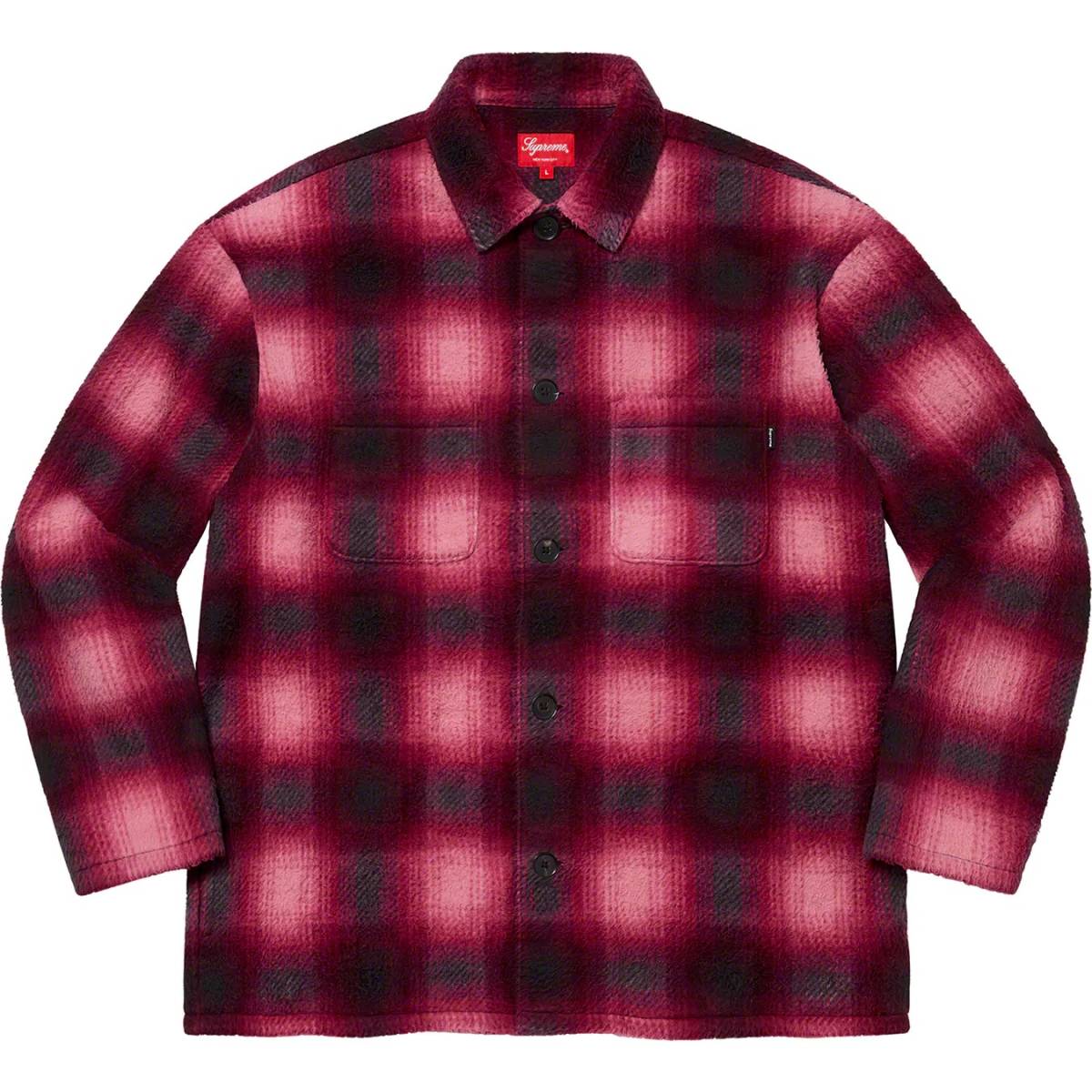 ★ モーガン蔵人 着 20AW Supreme シュプリーム Shadow Plaid Fleece Shirt Jacket シャドウ チェック フリース シャツ ジャケット (赤L)