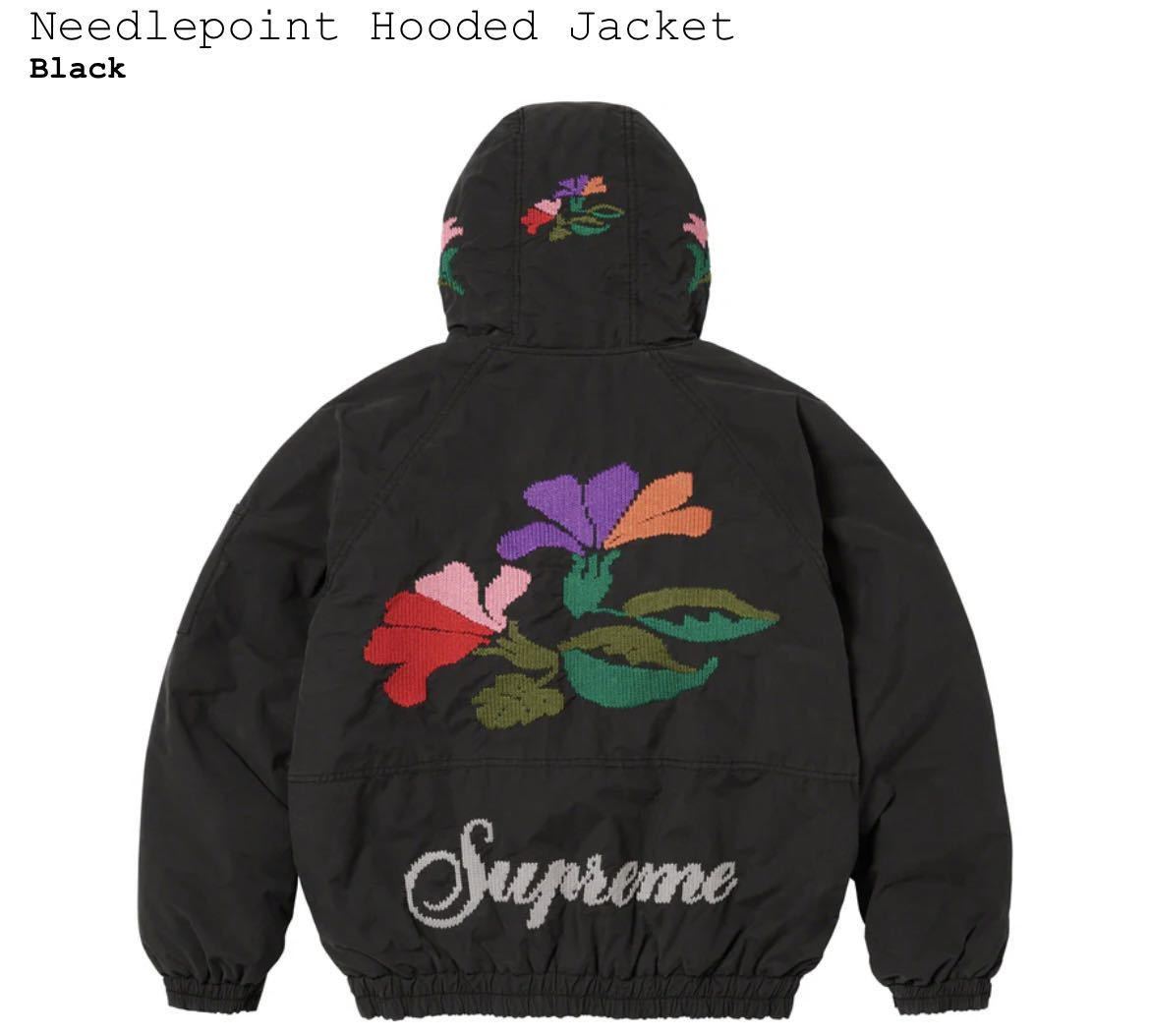 23AW SUPREME Needlepoint Hooded Jacket BLACK Lサイズ
