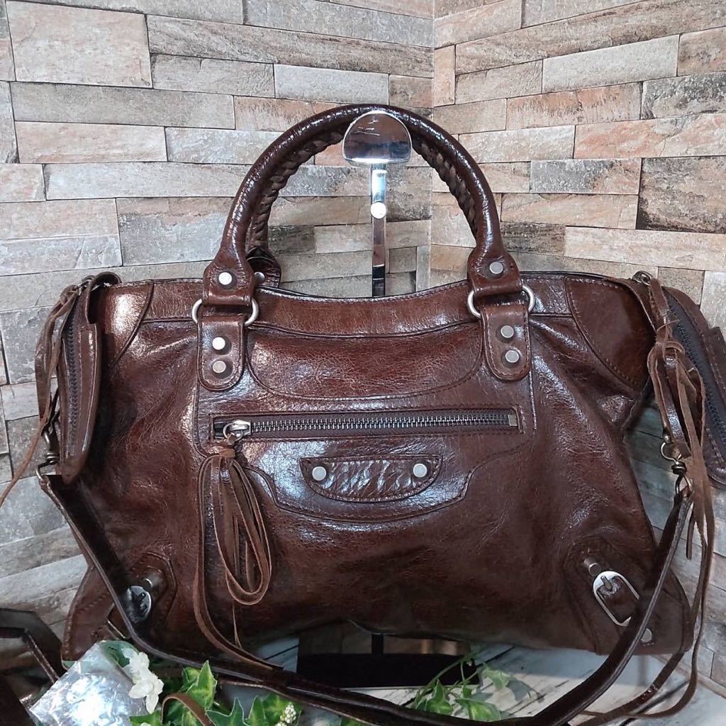 1円 【未使用級！！】BALENCIAGA バレンシアガ ザ シティ レザー 2WAY  