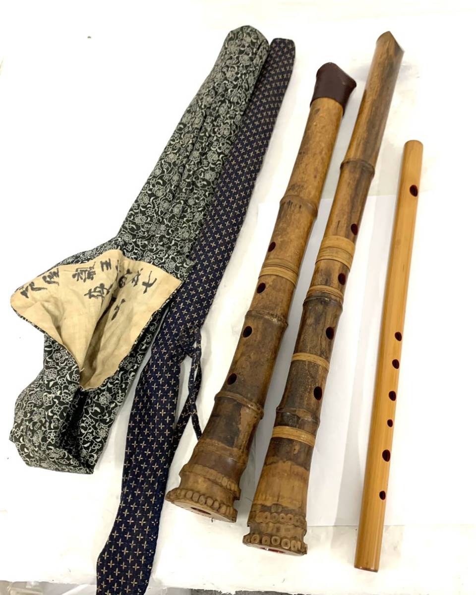 木製 和楽器 現状品 尺八 直水 楽器 演奏 縦笛 伝統楽器　和風 詳細不明 カ17