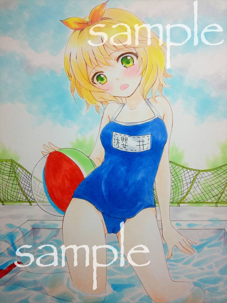 手描きイラスト オリジナル Yahoo!オークション B5 原画 女の子 水着