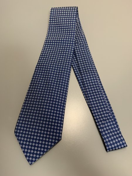 1円〜 HERMES エルメス ネクタイ 青 H柄 総柄 シルク C1222 HERMES