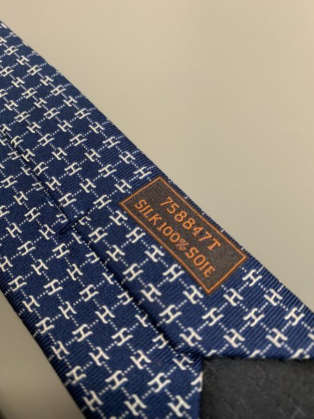 1円〜 HERMES エルメス ネクタイ 青 H柄 総柄 シルク C1222 HERMES