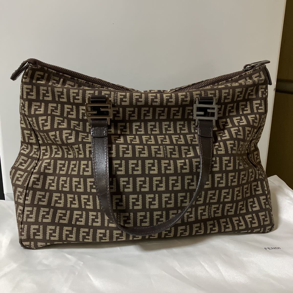 良品】FENDI フェンディ ズッカ ハンドバッグ ミニボストンバッグ FF 