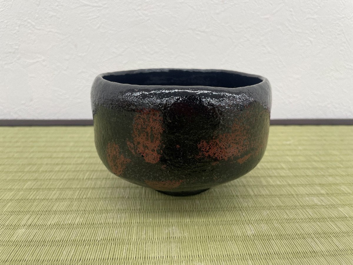 佐々木松楽造 黒楽茶碗 前大徳寺福本積應書付 共箱 茶道具 骨董品 古美術品 4916sgzMY 佐々木松楽造 茶碗 佐々木松楽