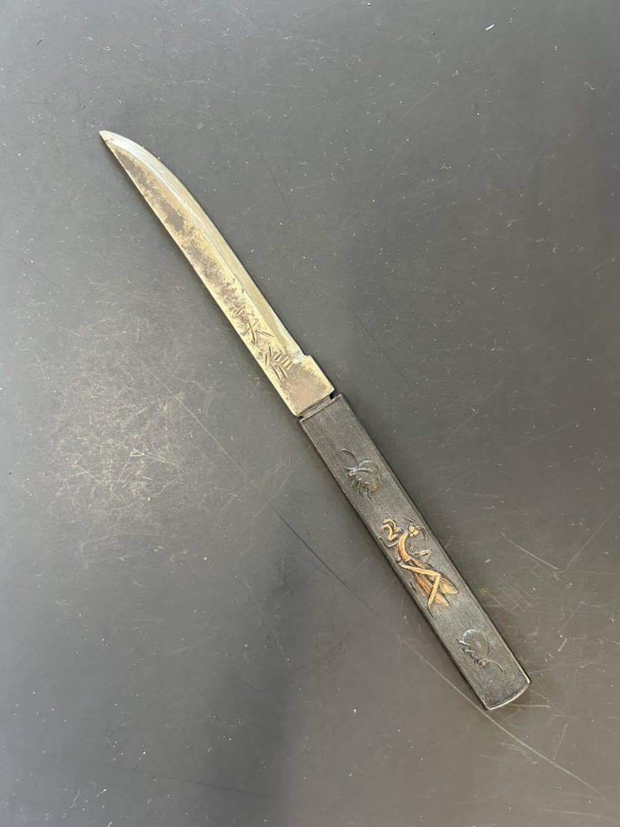 時代武具 赤銅金色絵 縁頭 松の図 桐箱付 江戸時代/23g051 【公式通販】