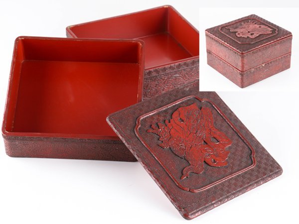 流】時代漆器 唐物 堆朱重箱 KR851 唐物 重箱 堆朱 中国 M21⁄d3