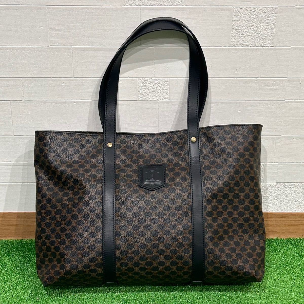 10423711 $ 1円～ CELINE セリーヌ ボストンバッグ PVC 総柄 ブラウン