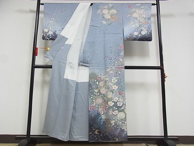 平和屋-こころ店□訪問着 絞り 枝花文 暈し染 金彩 着丈