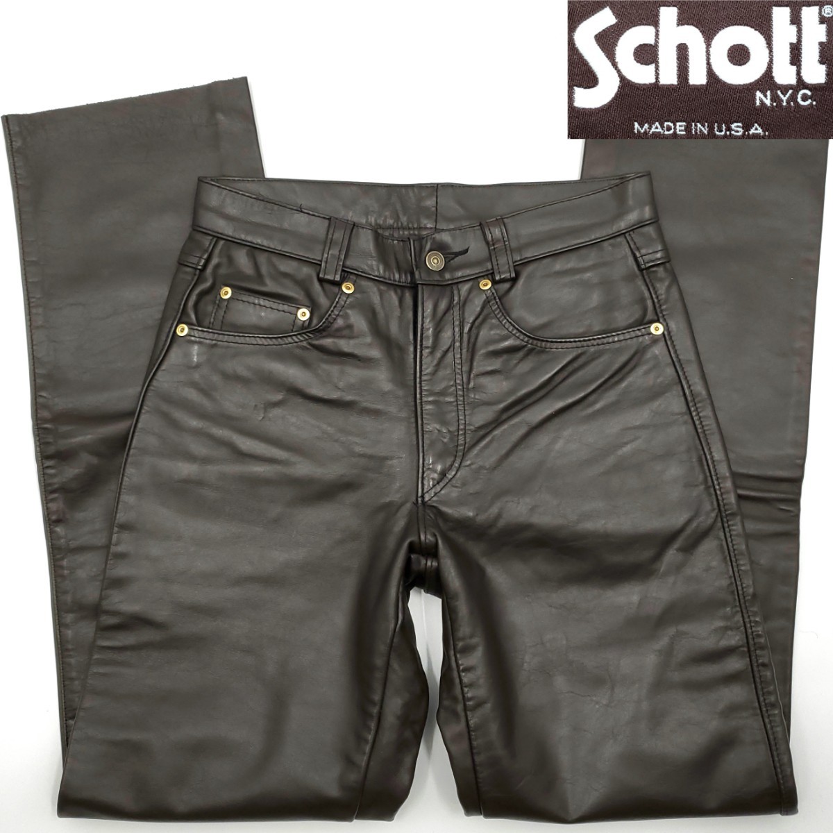  カラー Schott W30#600アメリカ製レザーパンツこげ茶ブラウン本革ショット本皮ライディング革パンツUSA製メンズライダース SZP69(レザー)｜売買されたオークション情報、yahooの商品情報をアーカ 一般