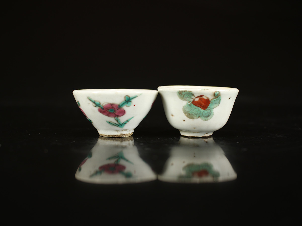CC754 唐物 【清代景徳鎮製】 粉彩杯 5客／美品