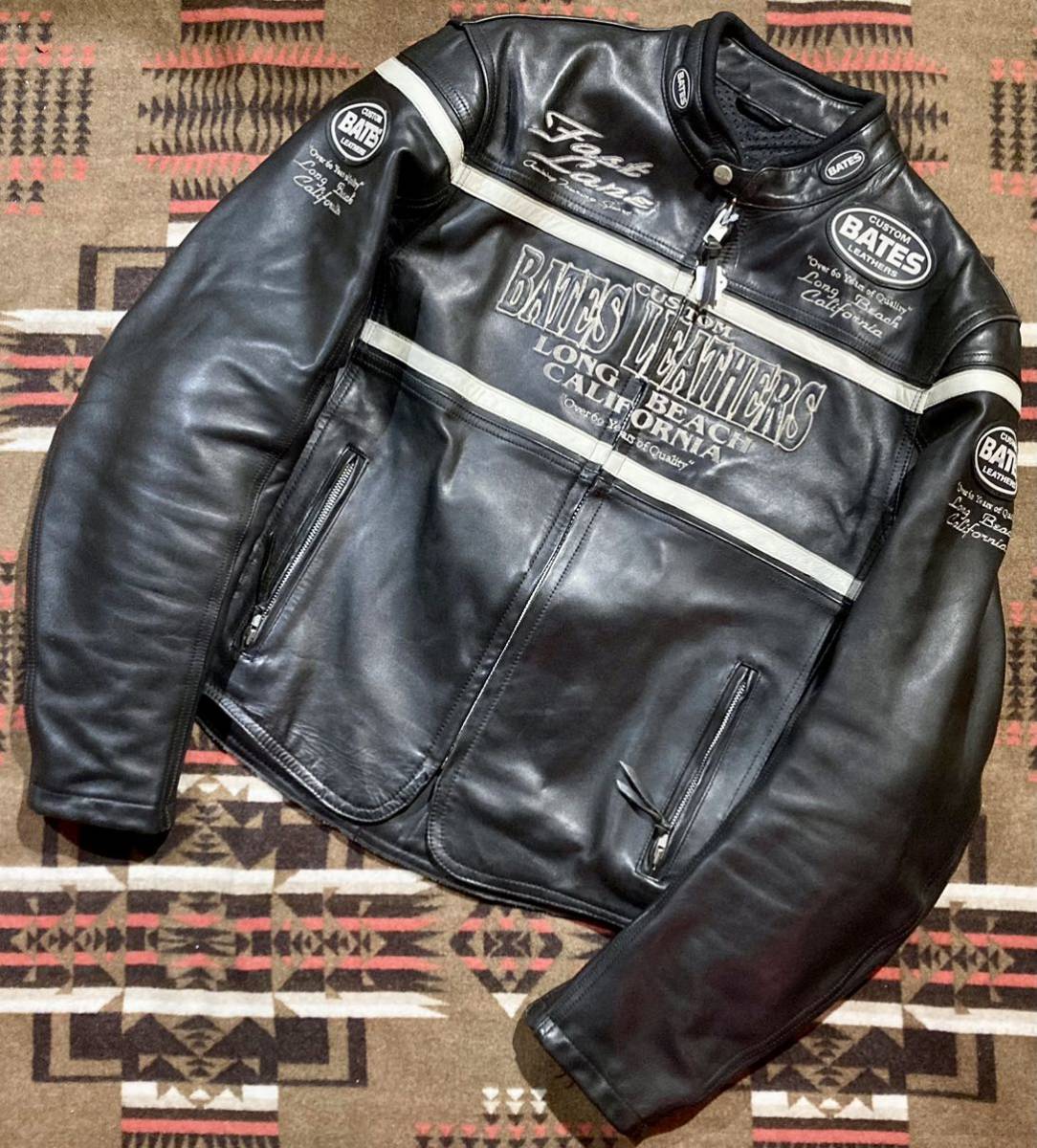 batesシングル牛革レザージャケット本革ライダースジャケット黒
