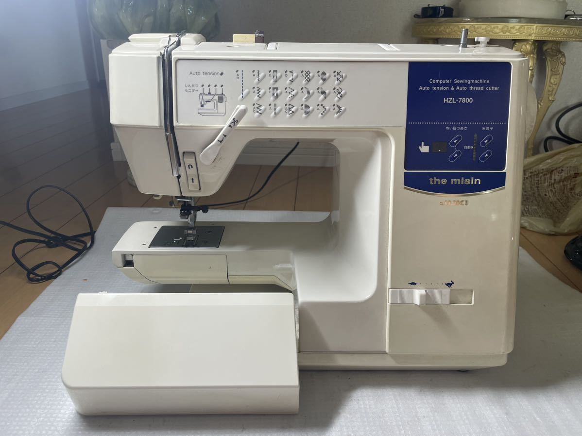 動作品 足踏みミシン JUKI ミシン 木製テーブル付き アンティーク塗装