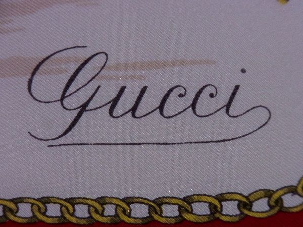 1円 □極美品□ GUCCI グッチ シルク100% 大判 スカーフ ストール